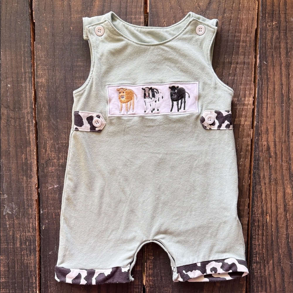 Charming Green Bodysuit with Cow Print Details